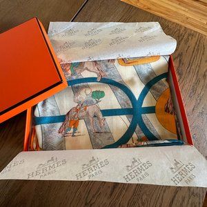 New in Box Hermes Passades Et Serpentines 55" Shawl Scarf - Cashmere silk twil